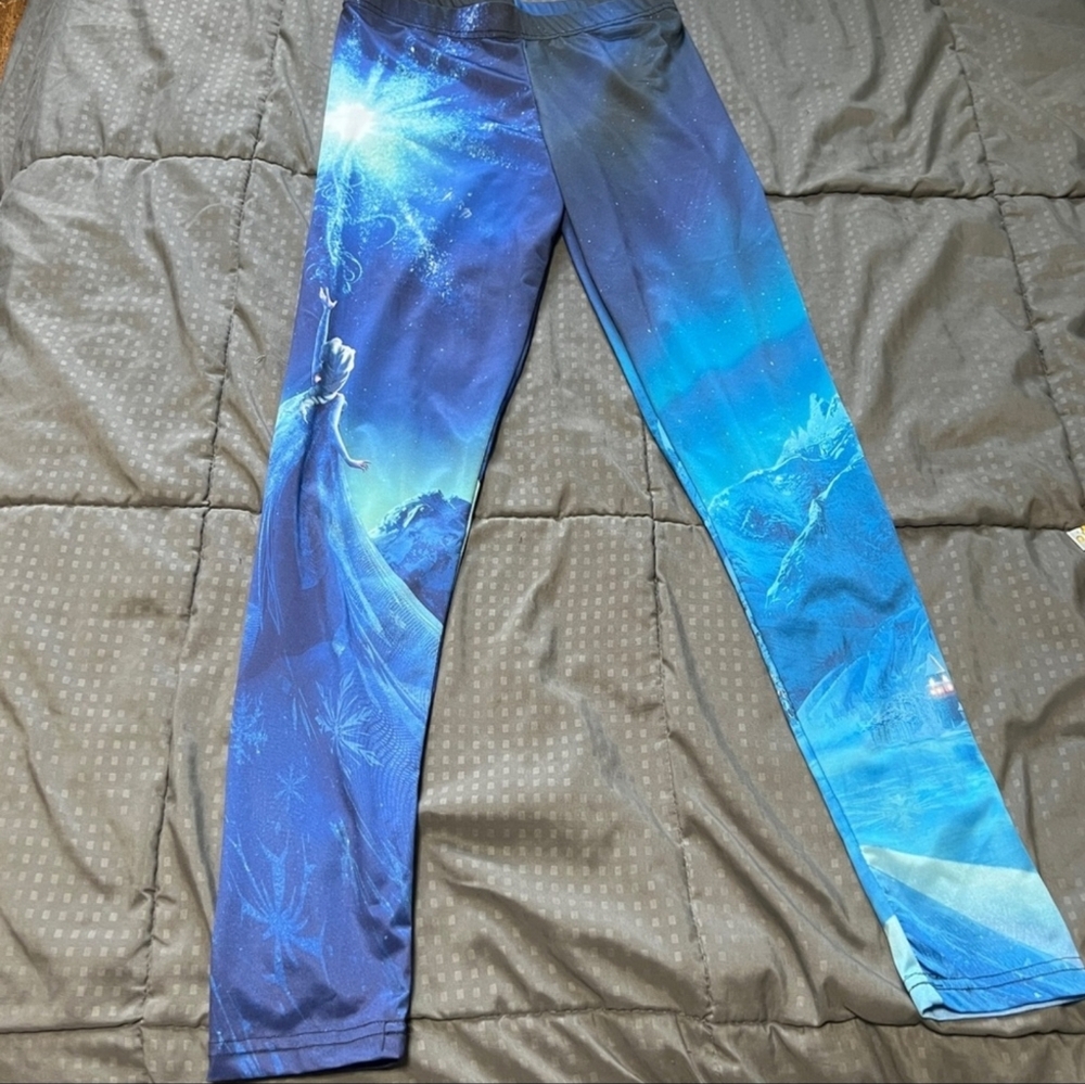 Disney frozen leggings elsa blue womens size small